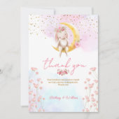 Carte De Remerciements Doux petit lapin bébé fille douche (Devant)