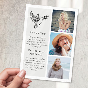 Carte De Remerciements Dove Bird 3 Photo Sympathy Funeral