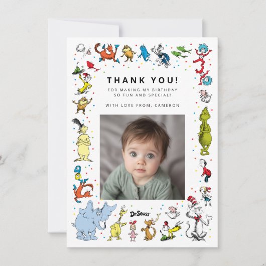 Carte De Remerciements Dr. Seuss Character Confetti | ANNIVERSAIRE DE ENF (Devant)