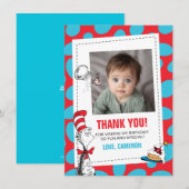 Carte De Remerciements Dr Seuss | Chat à l'anniversaire du Casquette (Devant / Derrière)