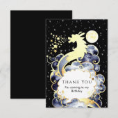 Carte De Remerciements Dragon Anniversaire à l'aquarelle majestueuse (Devant / Derrière)