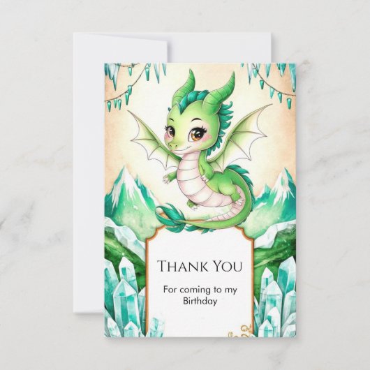 Carte De Remerciements Dragon Anniversaire Aquarelle Capriceux (Devant)