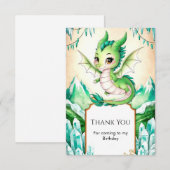 Carte De Remerciements Dragon Anniversaire Aquarelle Capriceux (Devant / Derrière)