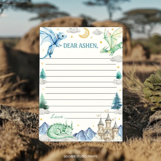 Carte De Remerciements Dragon Boy Birthday Time Capsule Note Message Card