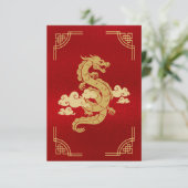 Carte De Remerciements Dragon chinois rouge et or (Debout devant)