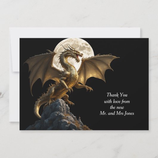 Carte De Remerciements Dragon Féroce se Cabrant (Devant)