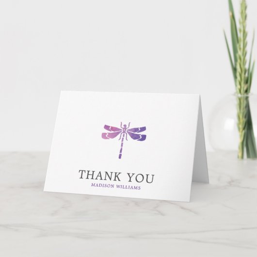 Carte De Remerciements Dragonfly violette (Devant)