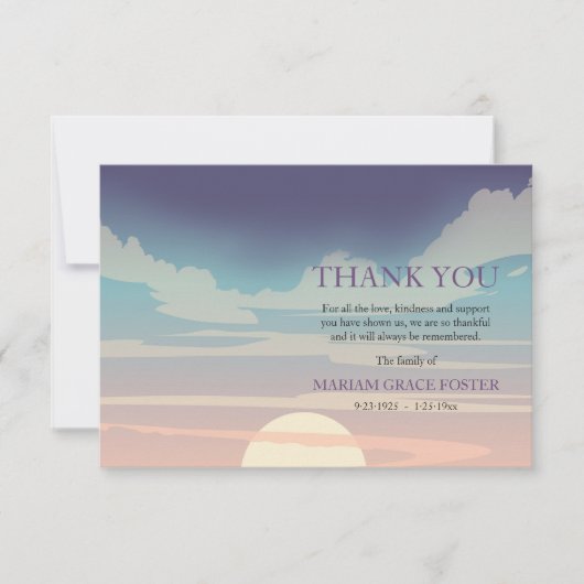 Carte de remerciements dramatique de perte de ciel (Devant)