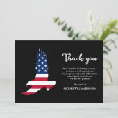Carte De Remerciements Drapeau américain de l'aigle funéraire de l'armée  (Debout devant)
