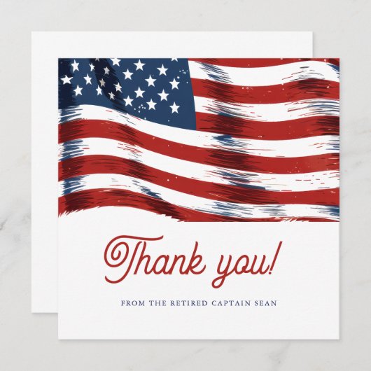 Carte De Remerciements Drapeau américain moderne 4 juillet retraite de l' (Devant / Derrière)