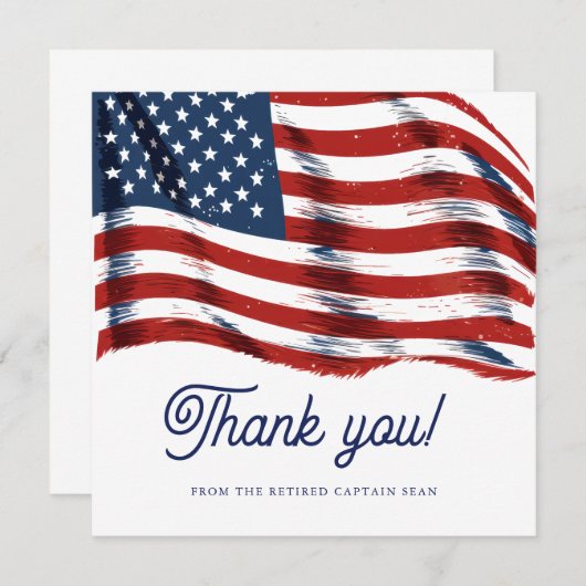 Carte De Remerciements Drapeau américain moderne Armée du 4 juillet Retra (Devant / Derrière)