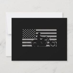 Carte De Remerciements Drapeau Américain Motard Moto Manches Courtes