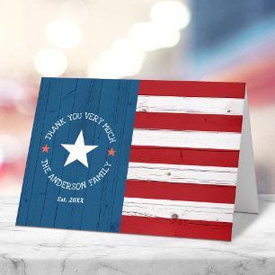 Carte De Remerciements Drapeau américain rustique vintage patriotique USA