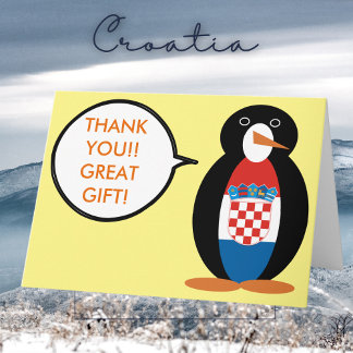 Carte De Remerciements Drapeau croate Parlant Mme Penguin Personnalisé
