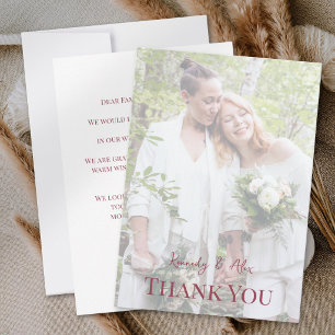 Carte De Remerciements Drapeau de fierté à dégradé de photo de mariage le