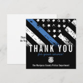 Carte De Remerciements Drapeau de la ligne bleue de la police Appreciatio (Devant / Derrière)