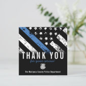 Carte De Remerciements Drapeau de la ligne bleue de la police Appreciatio (Debout devant)