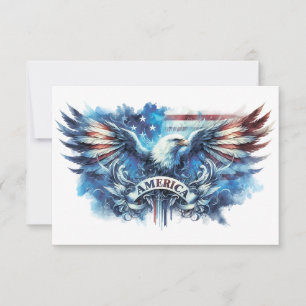 Carte De Remerciements Drapeau de l'aigle et des USA.Patriotique.