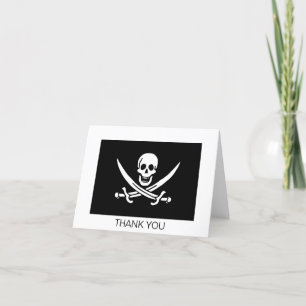 Carte De Remerciements Drapeau de pirate Crâne croisé épées