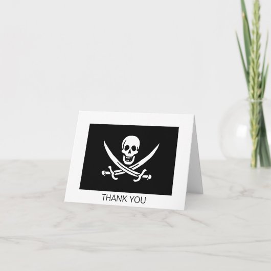 Carte De Remerciements Drapeau de pirate Crâne croisé épées (Devant)