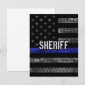 Carte De Remerciements Drapeau de police du shérif en détresse (Devant / Derrière)