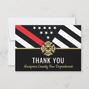 Carte De Remerciements Drapeau de pompier Première réponse Département de