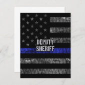 Carte De Remerciements Drapeau en détresse du shérif adjoint (Devant / Derrière)