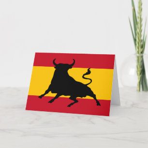 Carte De Remerciements Drapeau espagnol avec taureau
