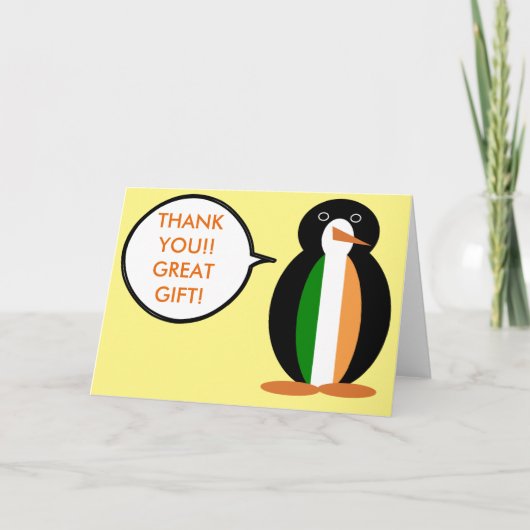 Carte De Remerciements Drapeau irlandais parlant Mme Penguin (Devant)