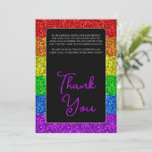 Carte De Remerciements Drapeau LGBT arc-en-ciel scintille mariage lesbien (Debout devant)