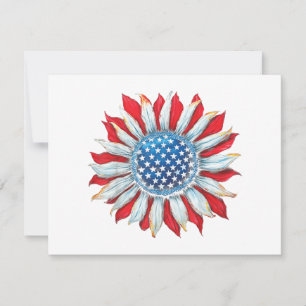 Carte De Remerciements Drapeau Tournesol Américain 4 juillet Femmes Homme