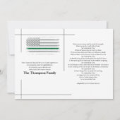 Carte De Remerciements Drapeau Vert Militaire Dans Les Funérailles De Mém (Dos)