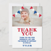 Carte De Remerciements Drapeaux de guirlande mignons rouge bleu Enfants P (Devant)