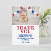 Carte De Remerciements Drapeaux de guirlande mignons rouge bleu Enfants P (Debout devant)