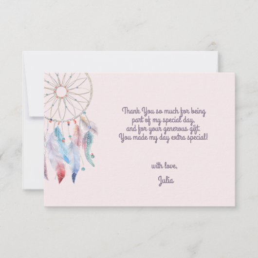 Carte De Remerciements Dream Big Boho Dreamcatcher anniversaire de enfant (Devant)
