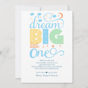 Carte De Remerciements Dream Big Little One Blue Baby Boy 1er anniversair