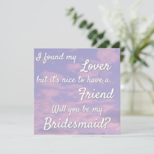 Carte De Remerciements Dream Clouds Lover Bridesmaid Proposal Card (Debout devant)
