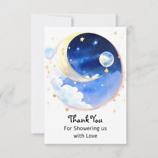 Carte De Remerciements Dreamlike Celestial Space Boy Baby shower (Devant)