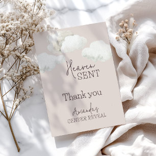 Carte De Remerciements Dreamy Beige Neutral Ciel Envoyé Genre Révélation