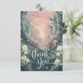 Carte De Remerciements Dreamy Boho Green Woodland (Debout devant)