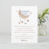 Carte De Remerciements Dreamy Over the Moon baby shower bleu (Debout devant)