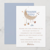 Carte De Remerciements Dreamy Over the Moon baby shower bleu (Devant / Derrière)