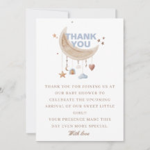 Dreamy Over the Moon baby shower bleu