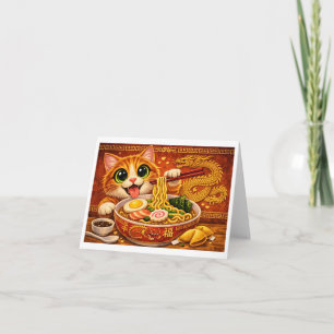 Carte De Remerciements Drôle Art de Chat Nouilles Ramen Kawaii           