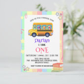 Carte De Remerciements Drôle dinosaure Retour À L'École Bus Rainbow Anniv (Debout devant)