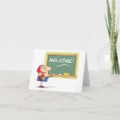 Carte De Remerciements Drôle enseignant de dessin animé Bienvenue à l'éco (Devant)
