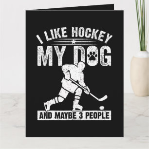 Carte De Remerciements Drôle J'aime le hockey Mon chien et peut-être 3 pe