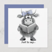 Carte De Remerciements Drôle Main Vache Highland tiré juste pour dire (Devant / Derrière)