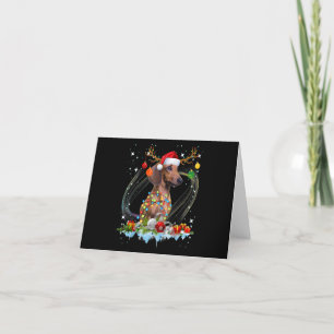 Carte De Remerciements Drôle Père Noël Dachshund Reindeer Noël clair