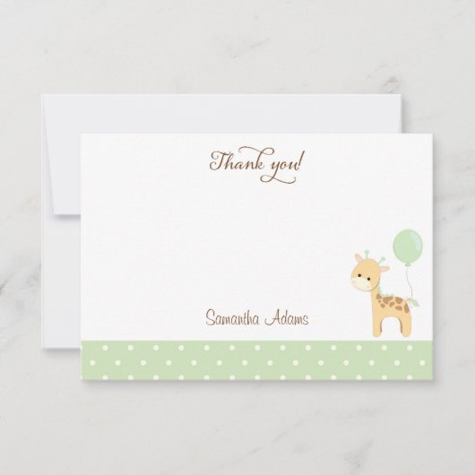 Carte de remerciements du Baby shower de la Girafe (Devant)